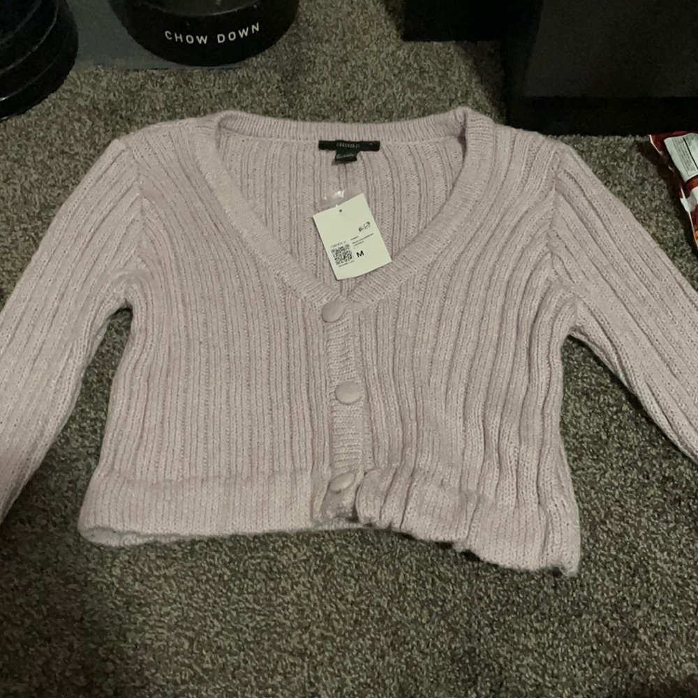 Forever 21 Purple Bell-Sleeve Cardigan Sweater